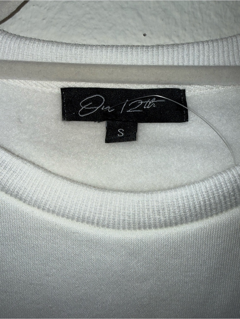 White Crewneck Sweatshirt with Embroidered Football Motif - Picture 3 of 6